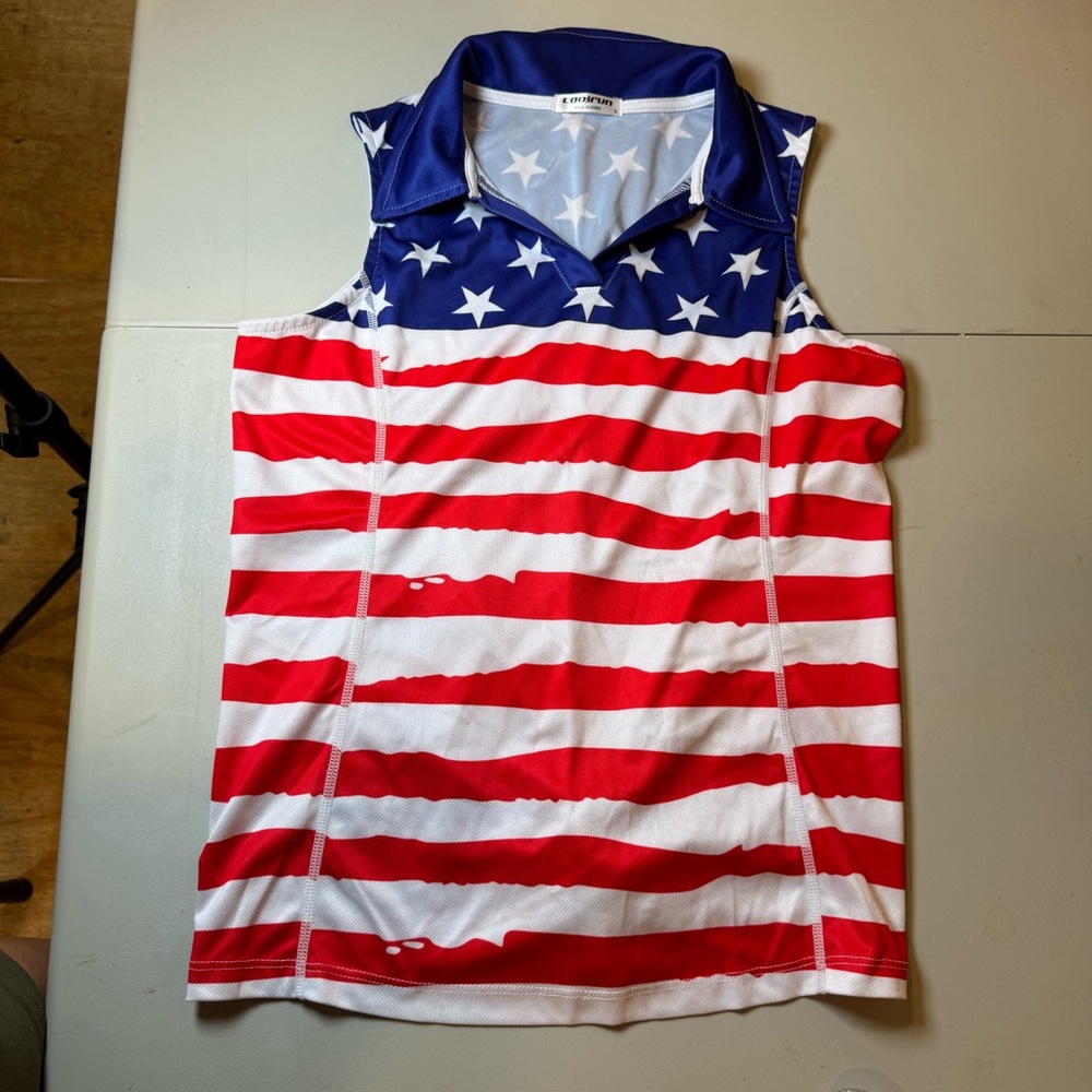 Patriotic Stars and Stripes Golf Tank Top